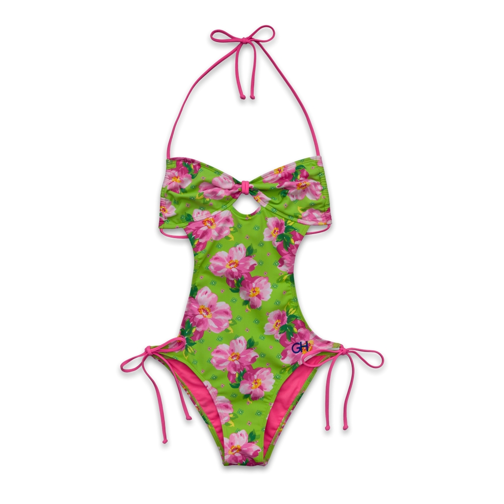 Womens Floral One-Piece Swim Suit