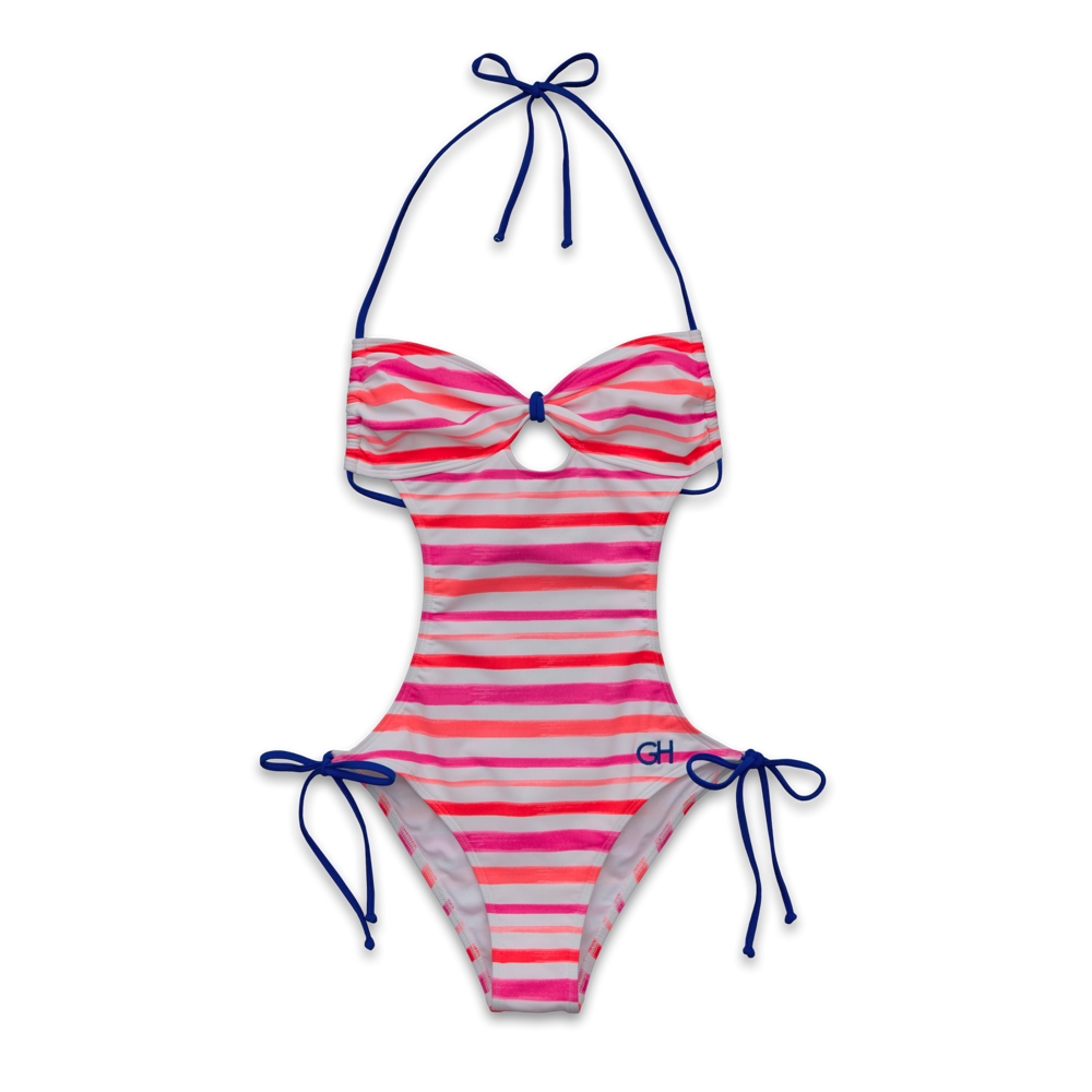 Womens Stripe One-Piece Swim Suit
