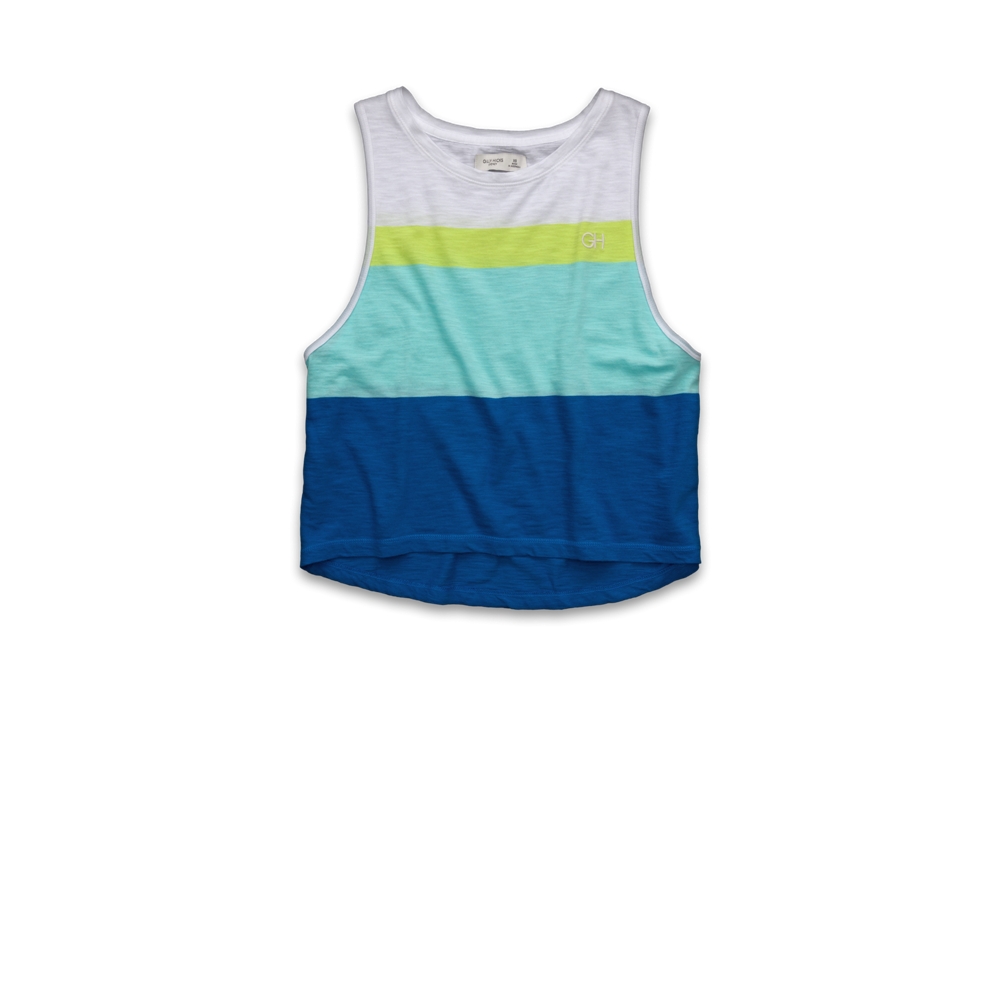Womens Colorblocked Cropped Tank