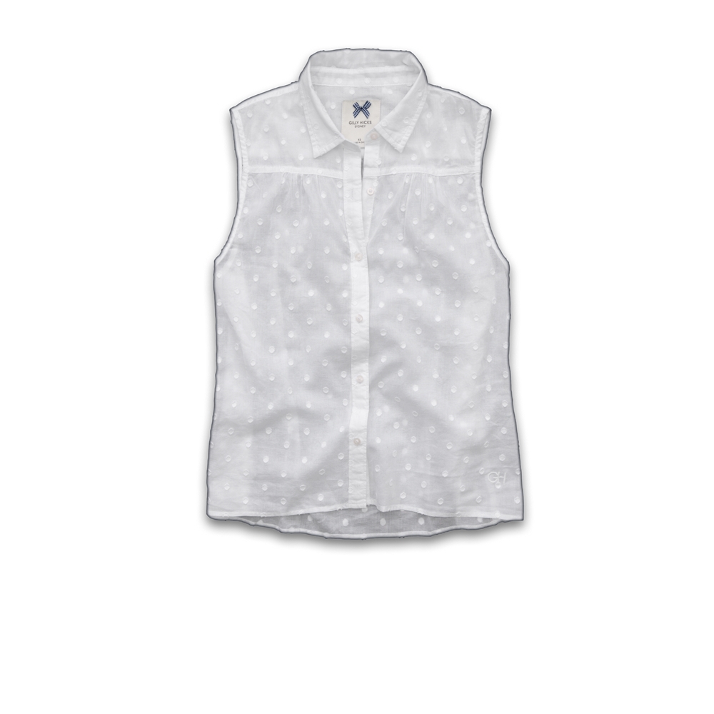 Womens Sleeveless Dot Shirt