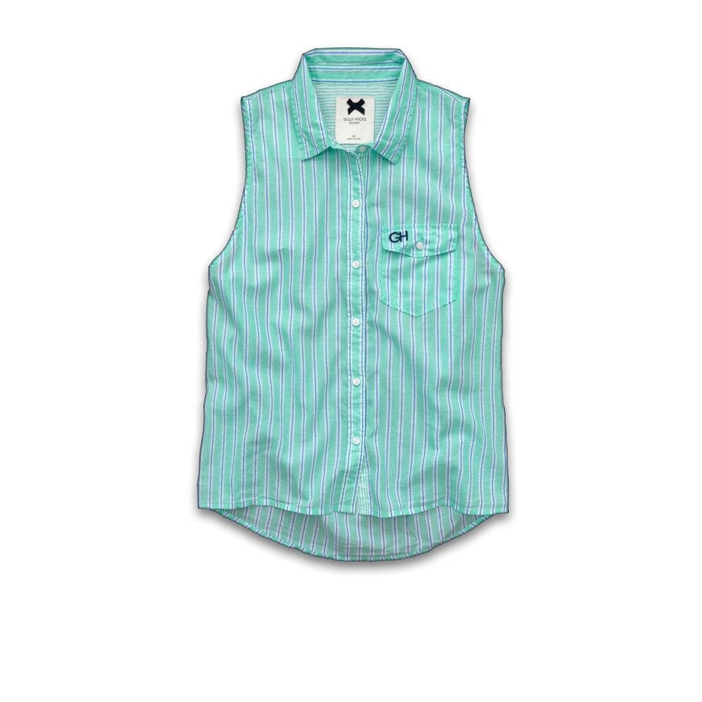 Womens Sleeveless Striped Shirt