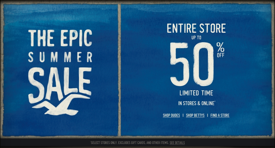 The entire Hollister Co. Store is up to 50% off in stores and online!
