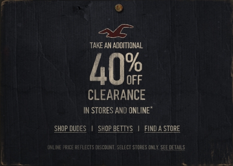 Take an additional 40% off clearance - in stores and online 