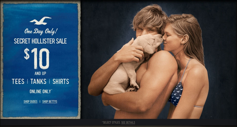 Hollister Co. Tops are $10 & up, today only!