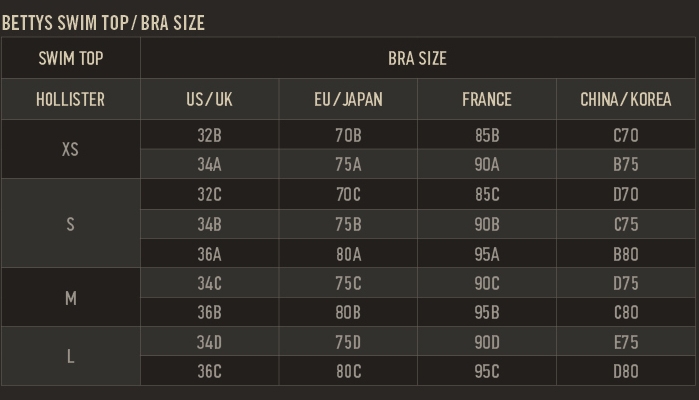 gilly hicks bralette size chart