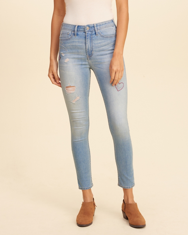 high rise crop super skinny jeans hollister