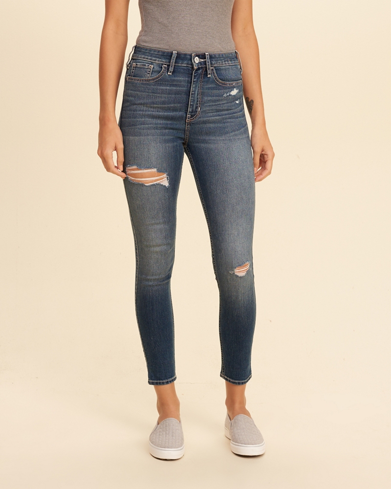 high rise crop super skinny jeans hollister