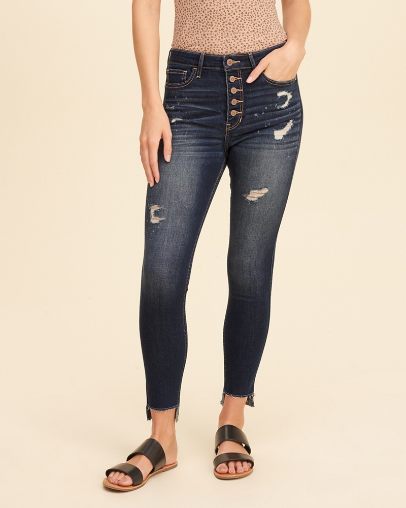 high rise crop super skinny jeans hollister