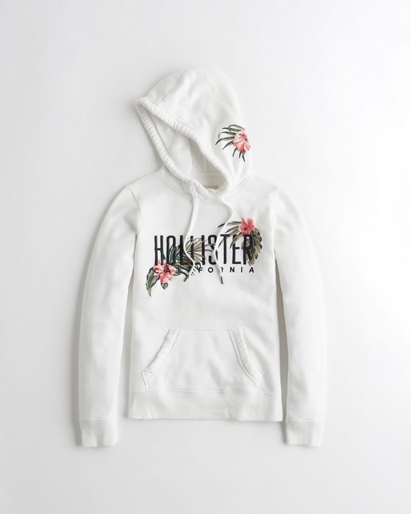 hollister rose embroidered hoodie