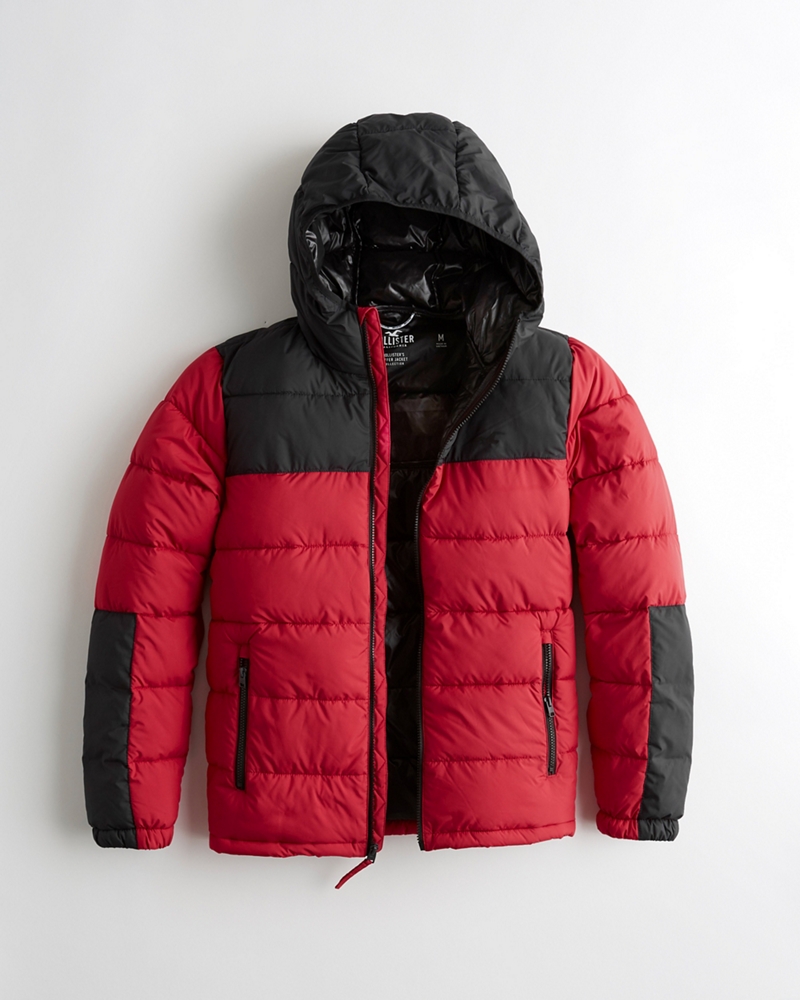 hollister red puffer jacket