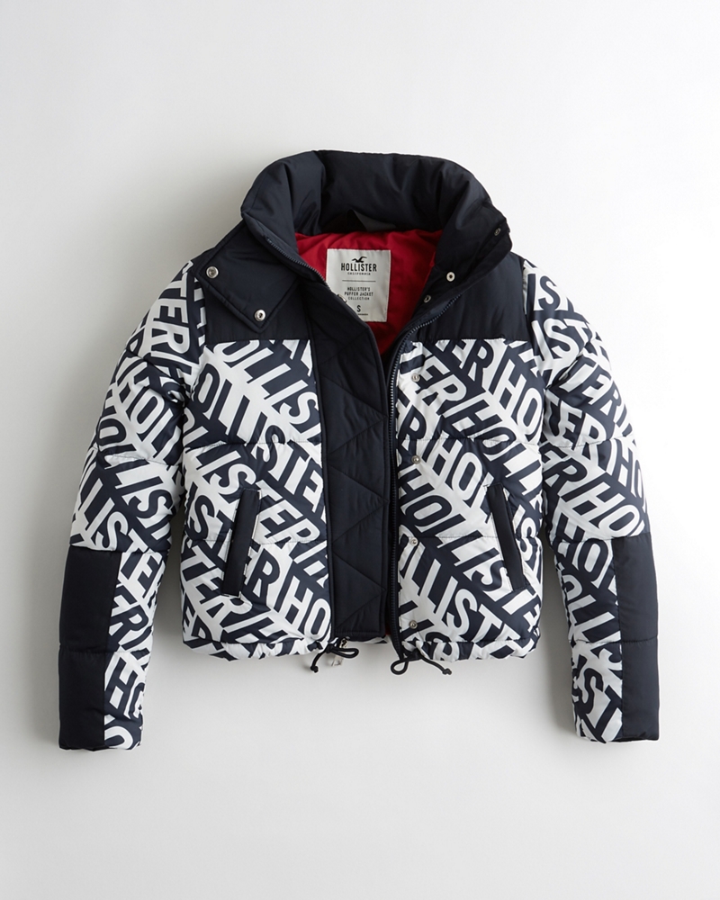 hollister mockneck puffer jacket red