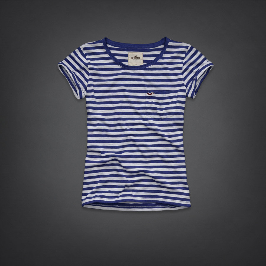  Hollister by Abercrombie womens Classic Stripe Graphic Tee T Shirt NWT