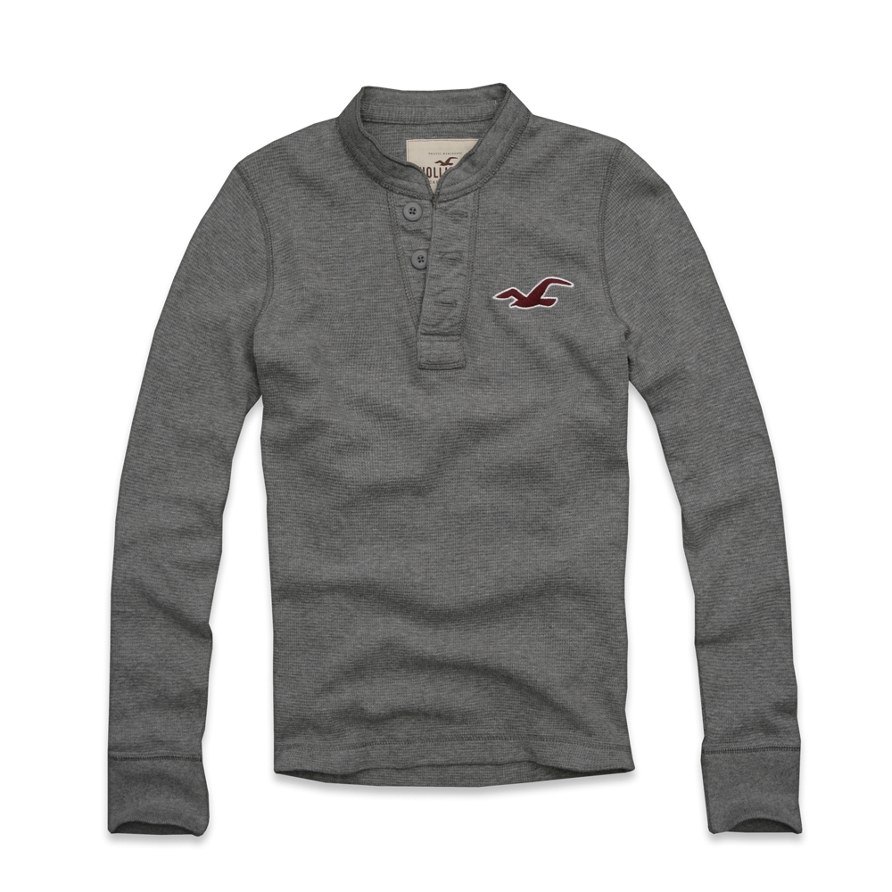 Guys White Point Waffle Texture Henley