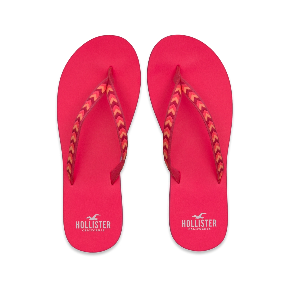 Girls Embroidered Classic Flip Flops