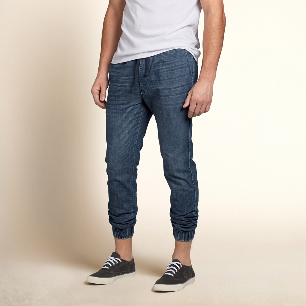 hollister denim joggers