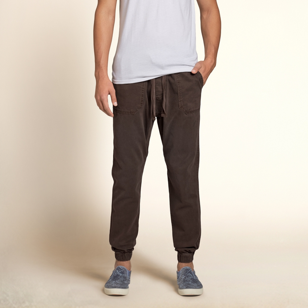 hollister high rise twill joggers