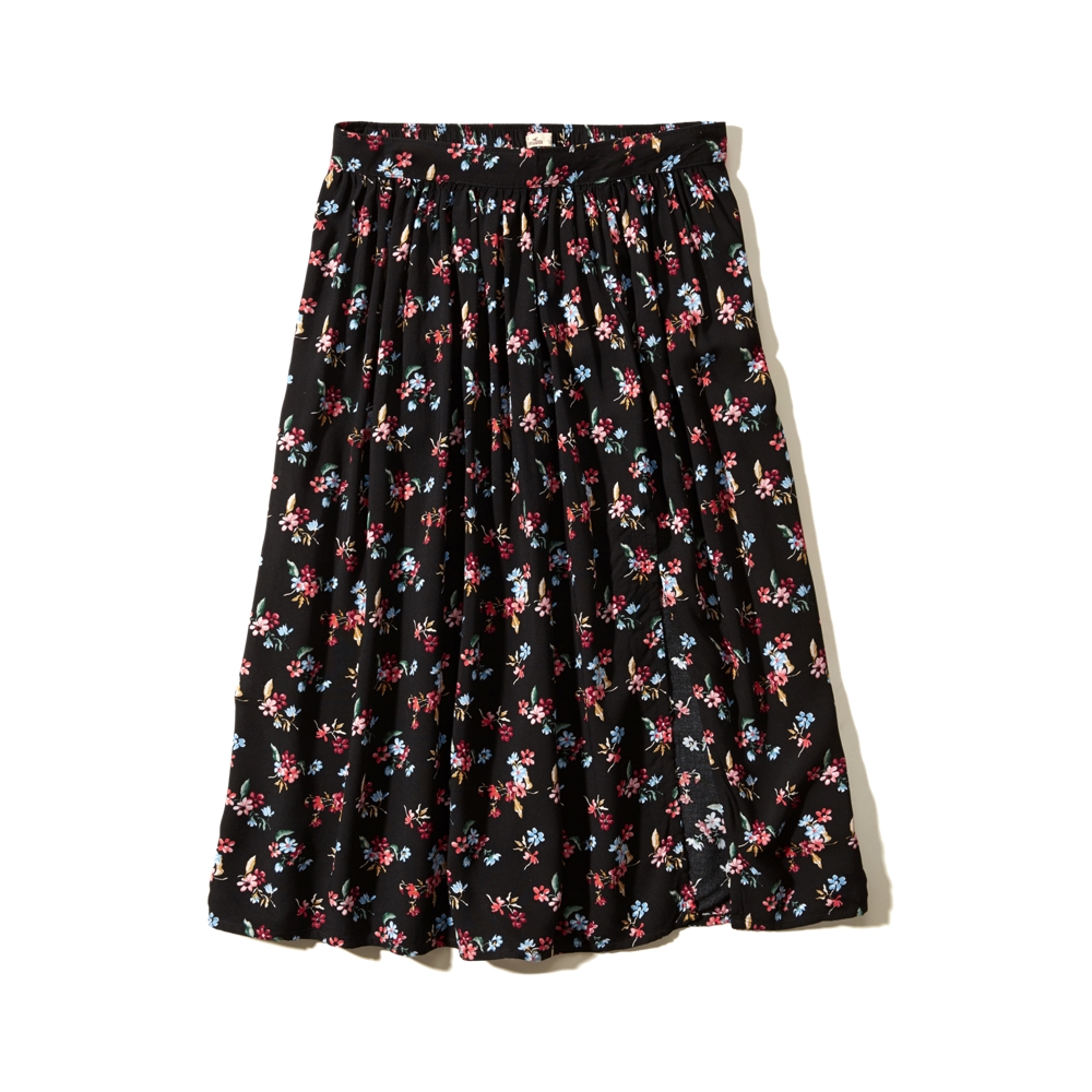 Girls Pattern Slit Midi Skirt Girls Clearance