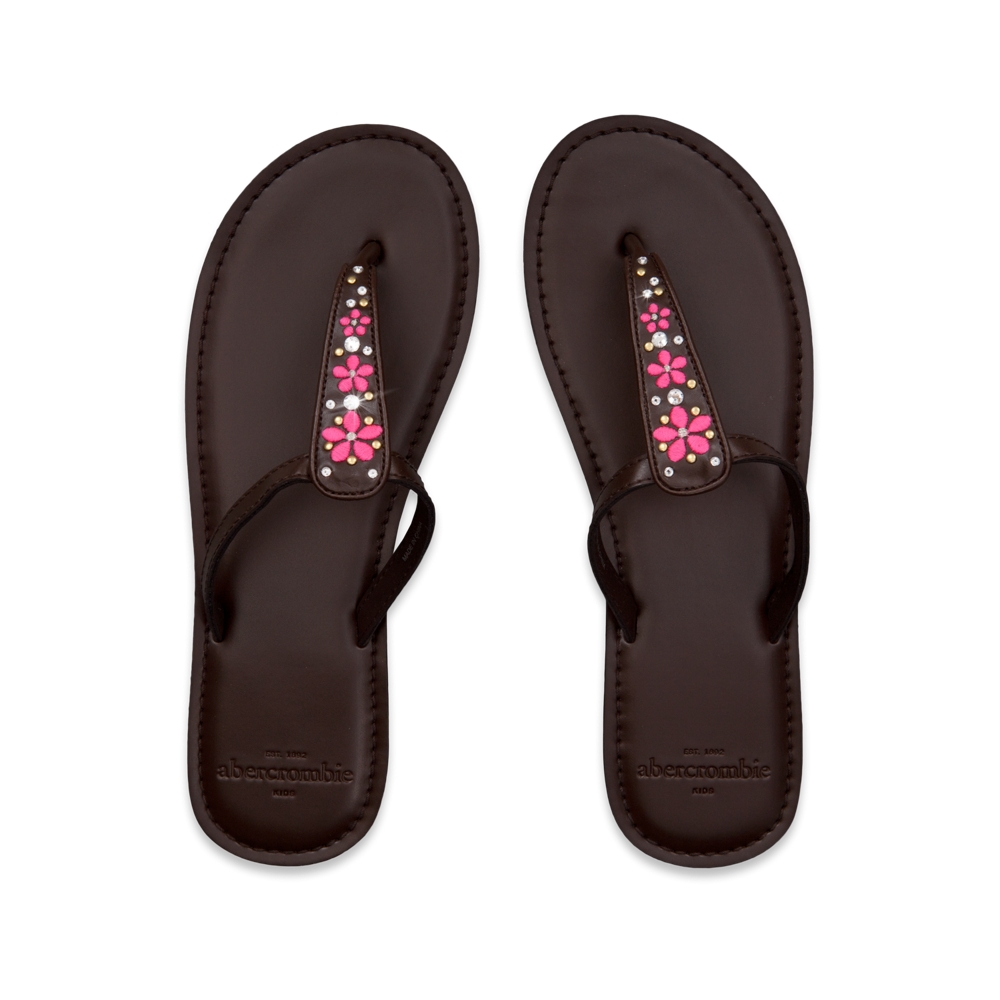 girls neon embellished flip flops
