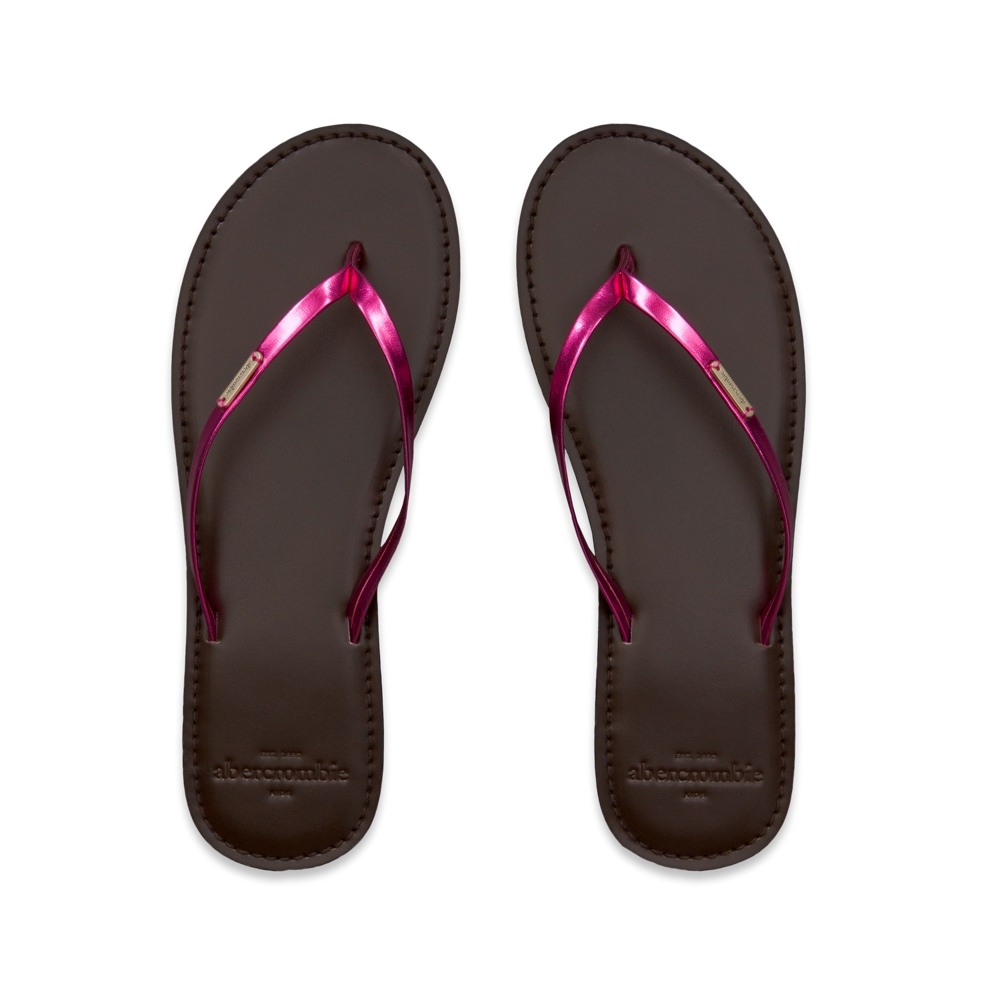girls metallic shine flip flops