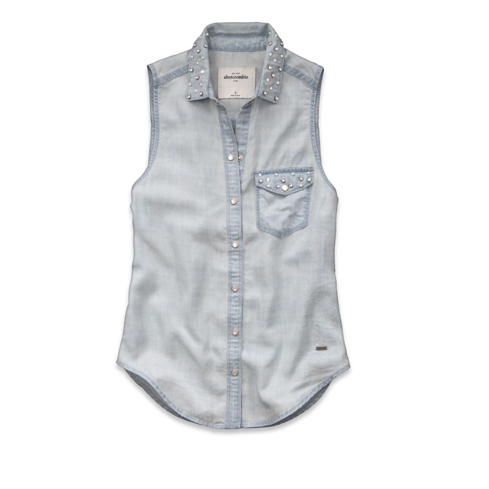 girls shea shine collar denim shirt