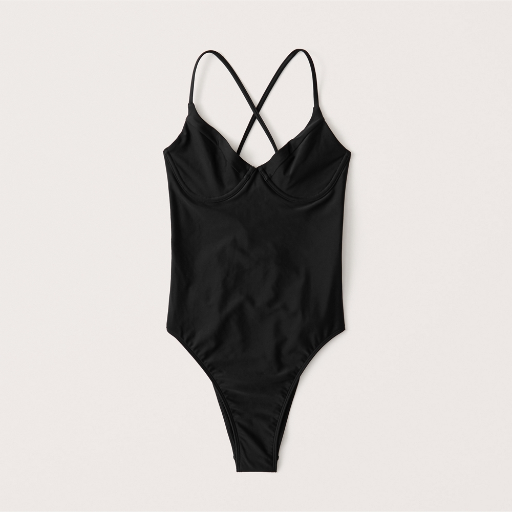 black underwire one piece swimsuit