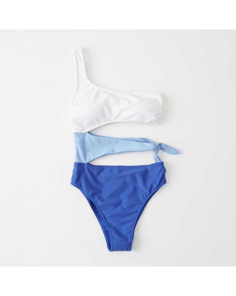 Womens OneShoulder SideTie One Piece Swimsuit Womens Swimwear