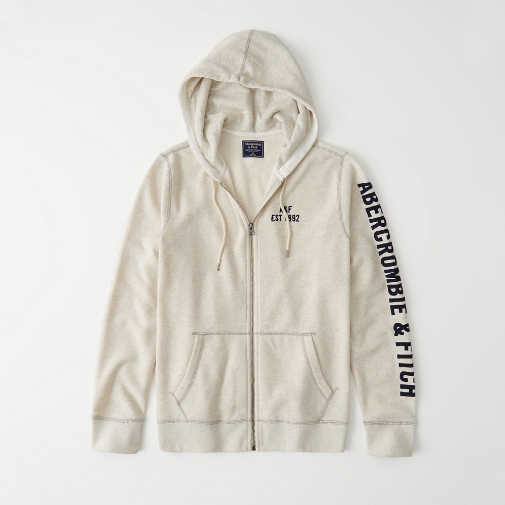 logo full zip hoodie abercrombie