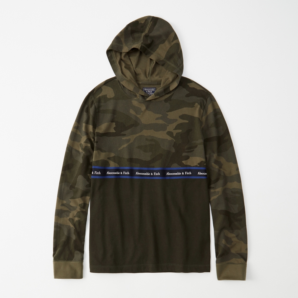 abercrombie logo tape hoodie