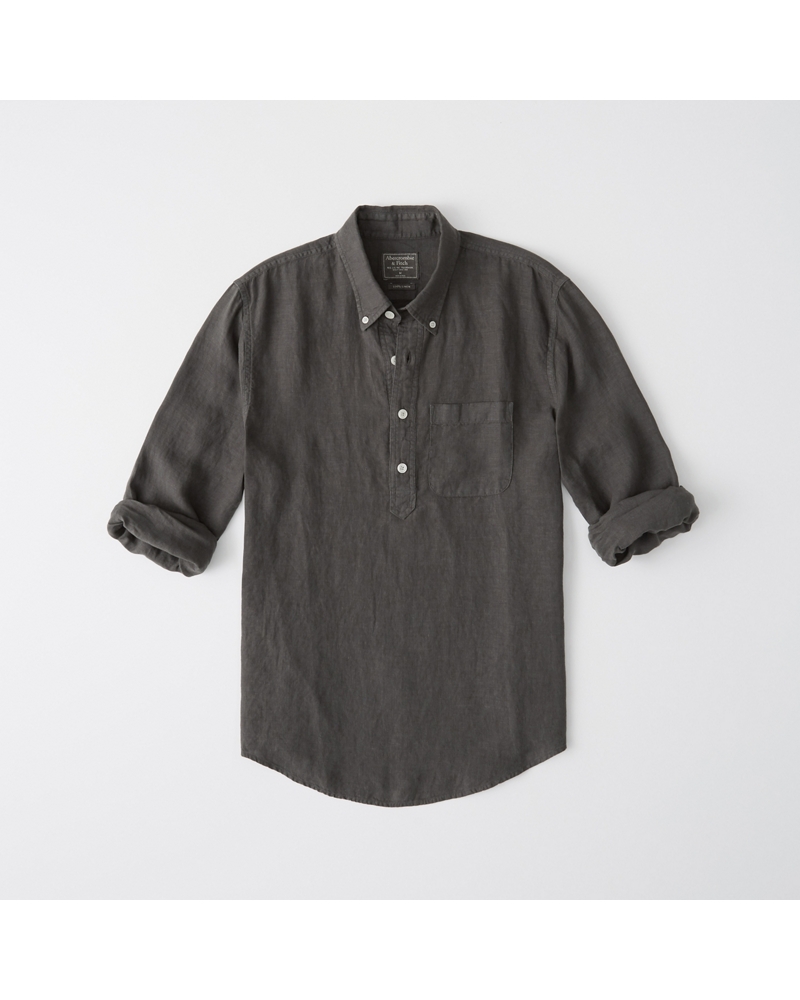 Mens Popover Linen Shirt Mens Tops