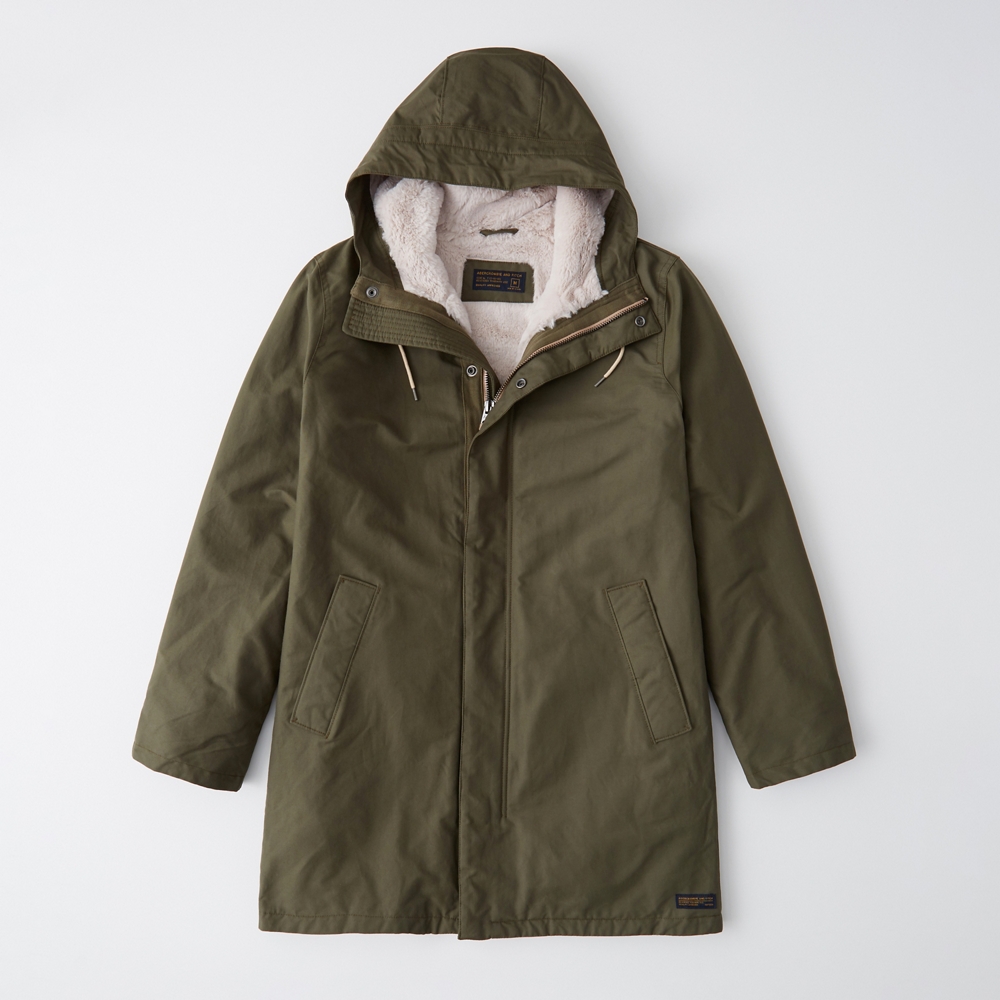 faux fur lined parka mens