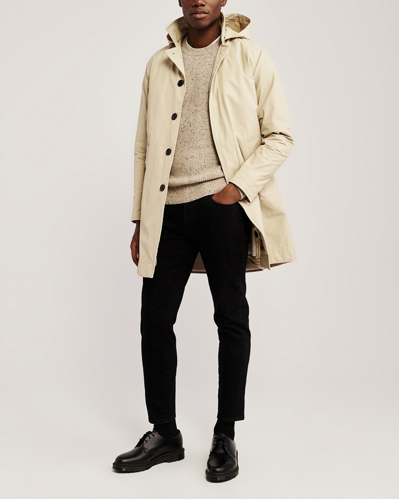 Hooded Sherpa-Lined Trench Coat