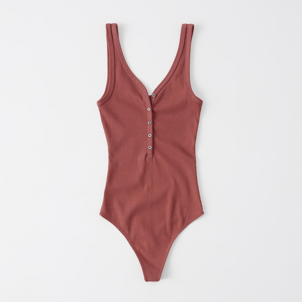 ribbed henley bodysuit