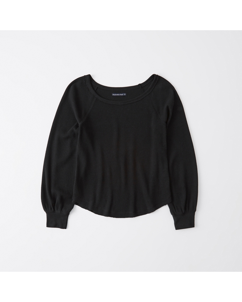 Womens Waffle Puff-Sleeve Top | Womens Tops | Abercrombie.com