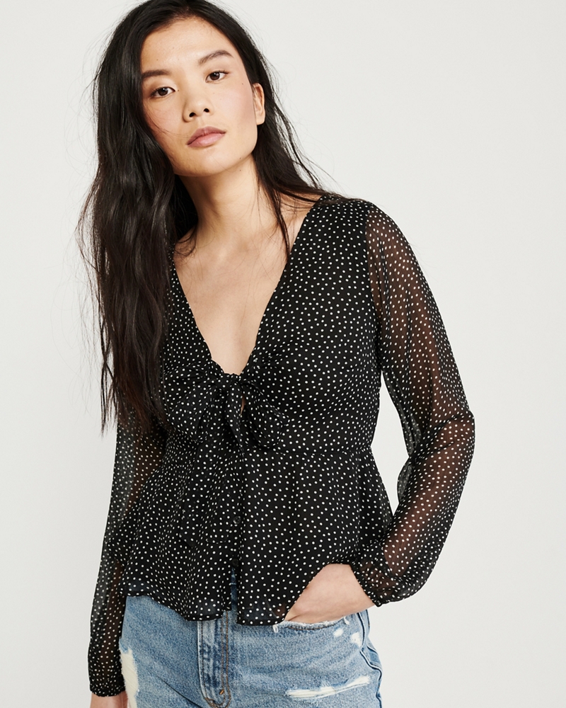 Tie-Front Chiffon Blouse