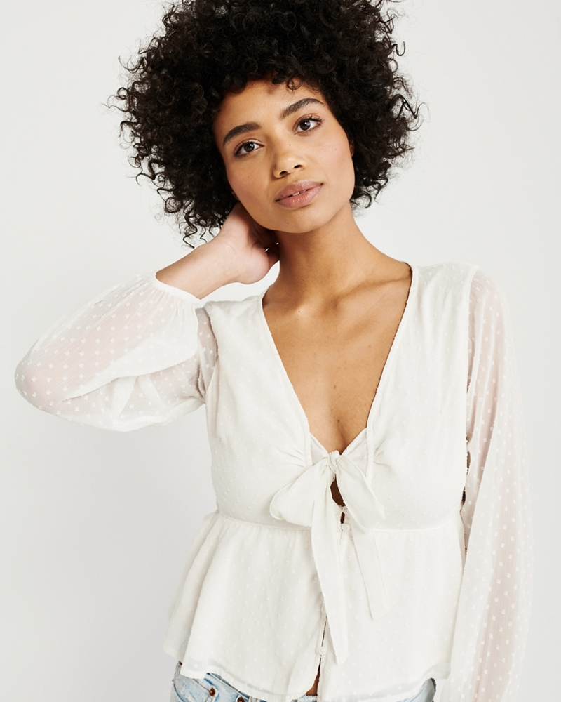 Tie-Front Chiffon Blouse