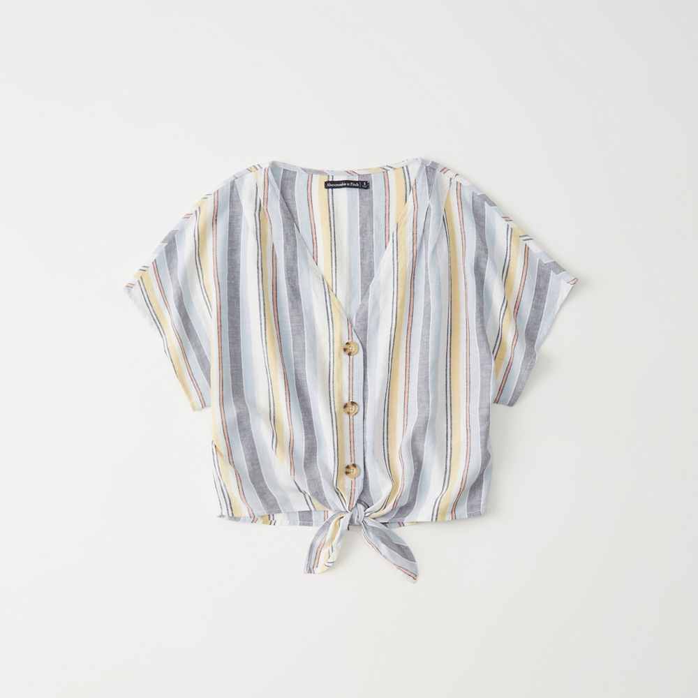 Womens Button-Up Tie-Front Top | Womens Tops | Abercrombie.com