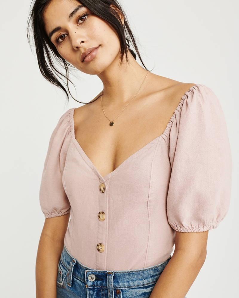 Button-Up Puff Sleeve Top