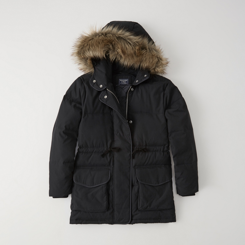 faux fur hooded puffer abercrombie