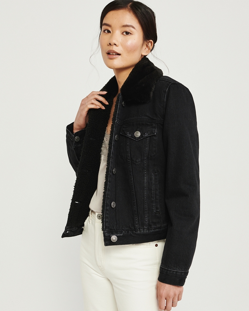 Faux Fur Collar Denim Jacket