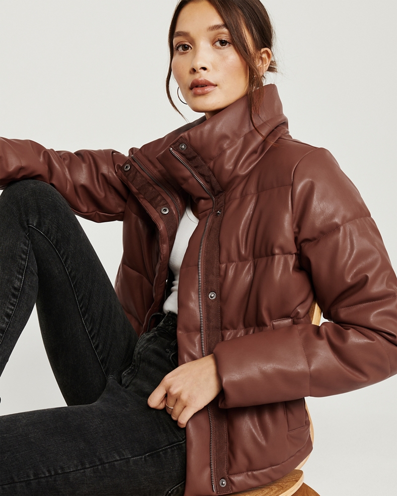 Mini Faux-Leather Puffer Jacket