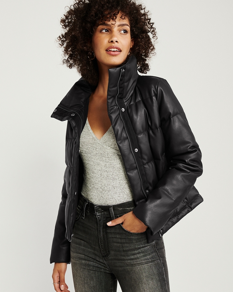 Mini Faux-Leather Puffer Jacket