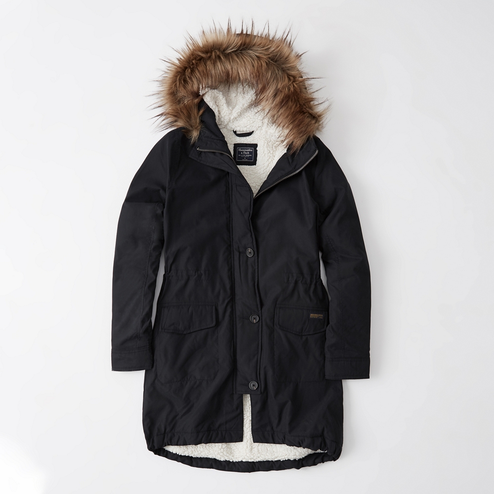 Womens Sherpa-Lined Military Parka 