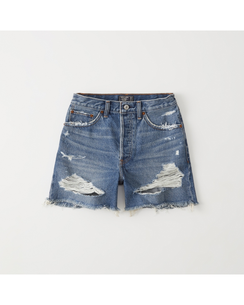 Womens High Rise MidLength Denim Shorts Womens Clearance