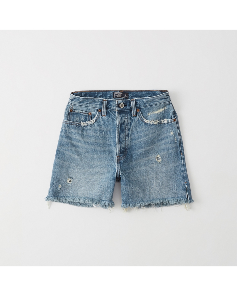 Womens High Rise MidLength Denim Shorts Womens Clearance