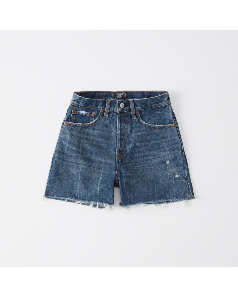 Womens High Rise Mid-Length Denim Shorts | Womens Clearance ...