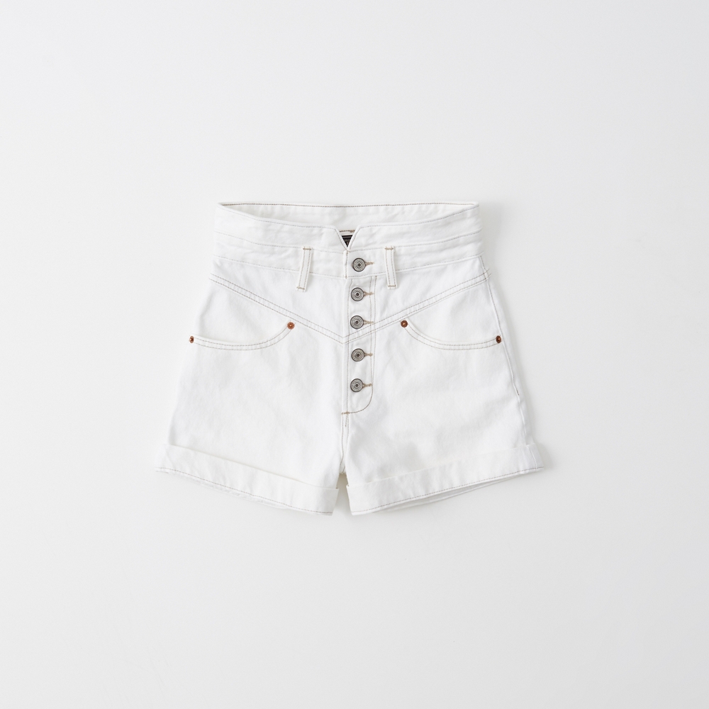 abercrombie high rise denim shorts