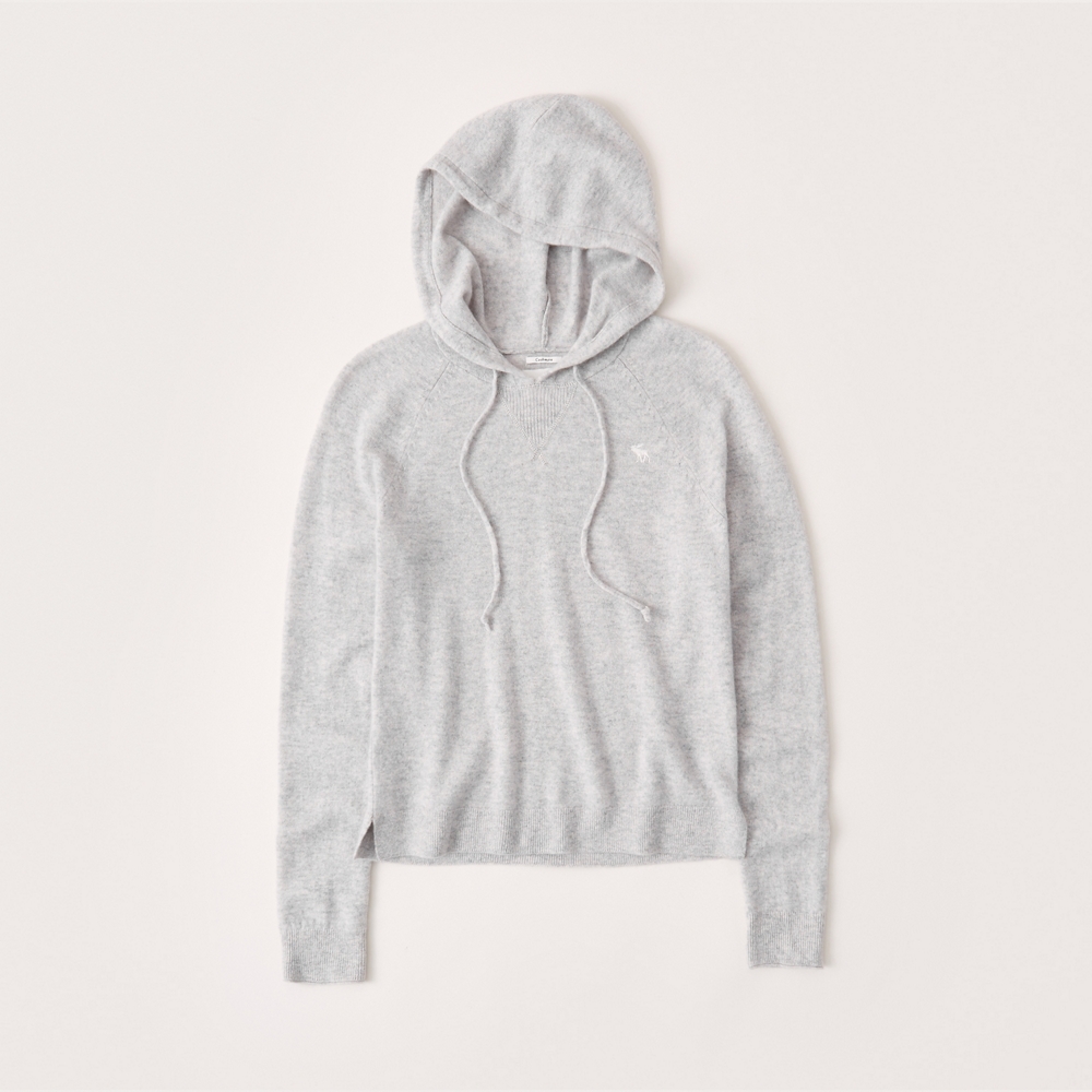 grey cashmere hoodie womens