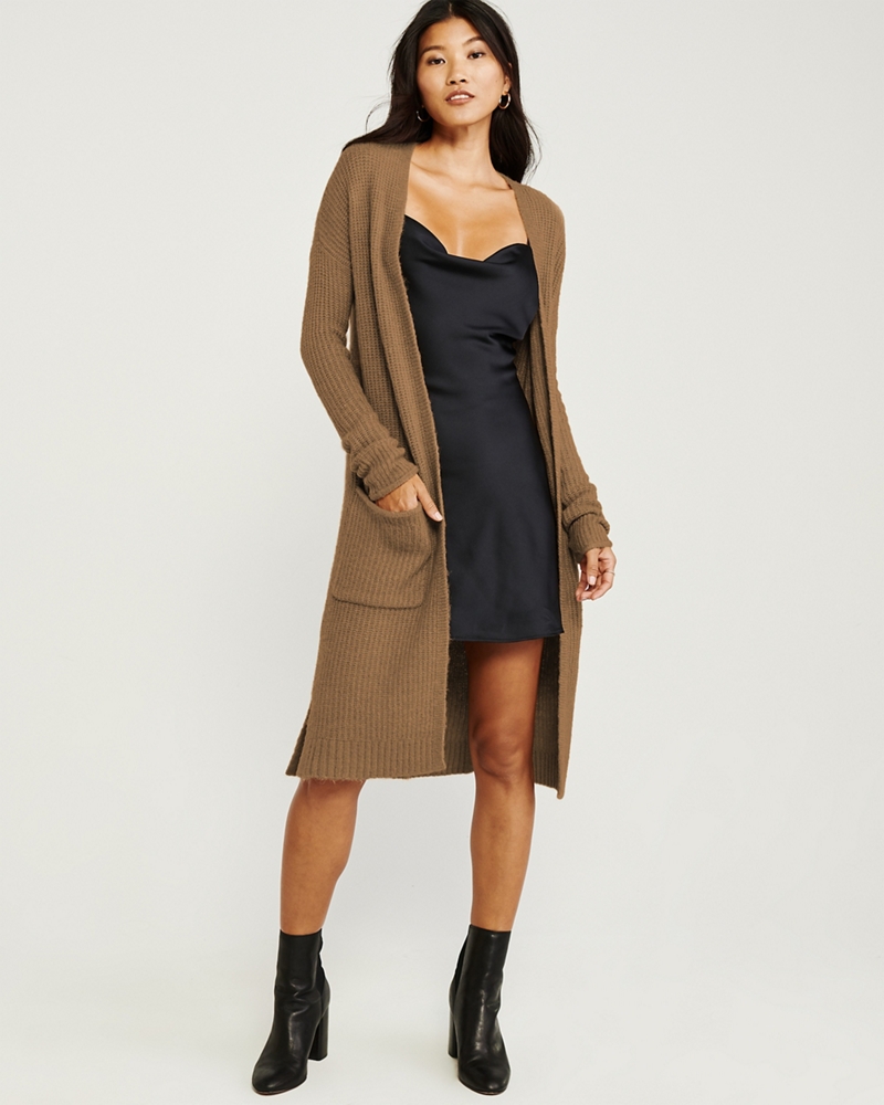 Longer-Length Open-Front Cardigan