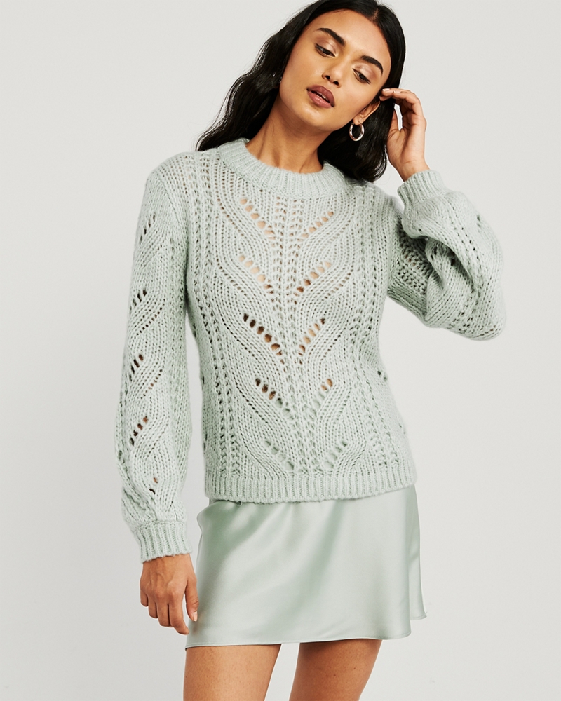 Pointelle Crewneck Sweater