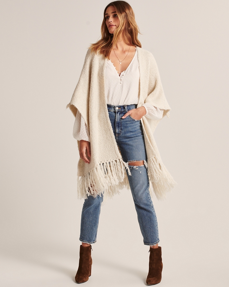 Tie-Front Sweater Poncho